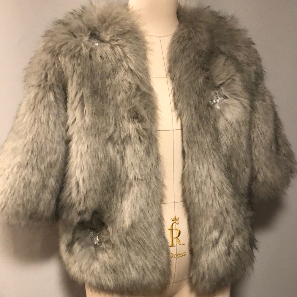 Jennafer Grace Limited edition sequin star embellished faux fur coat